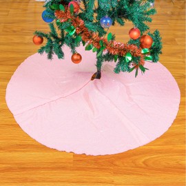 ShinyBeauty Baby Pink Tree Skirt, 24 Inch Christmas Skirt, Mini Cover for Small Trees, Santa Cover for Home/Thanksgiving/Party/New Year Decorations