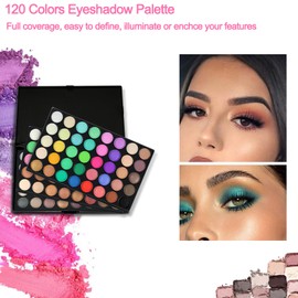 LHLXZQ 120 color eye shadow plate stage makeup, pearlescent matte multi-color eye shadow, eye shadow palette makeup set, color highlight eye shadow palette, daily and party use makeup palette