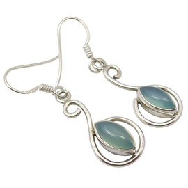 SilverStarJewel - Pendientes de Calcedonia de Plata de Ley 925, 4,1 cm, 3,2 g
