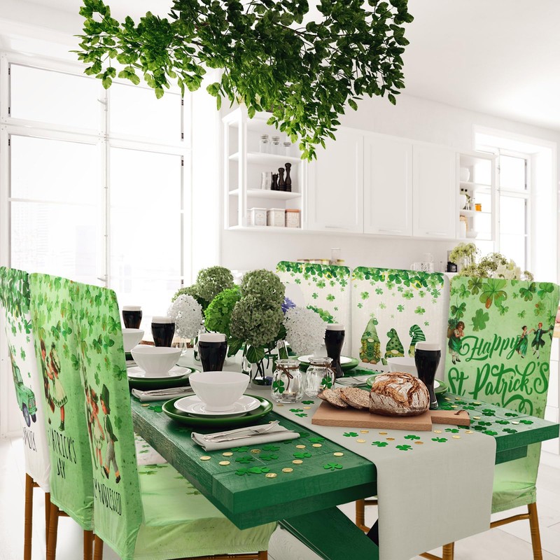 Yoande Set of 6 St. Patricks Day Chair Covers, Green