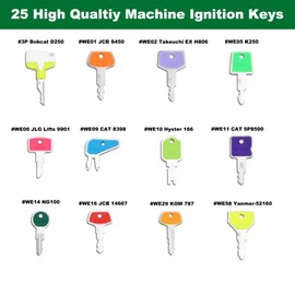 La Macaza 25PCS Heavy Equipment Keys Set, Construction Ignition Key Set Fit Yanmar, Kubota, Case, JCB, JD, CAT, Hyster For Operators & Construction Workers