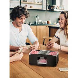 1-2 Deck Automatic Card Shuffler, Poker Shuffler Machine with Rubber Silencer, Lower Noise, Casino Card Electric Shuffler, Playing Card Shuffler for UNO, Phase 10, Skyjo, Skip Bo Home Card Game