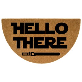 XLQHYH Funny Half Round Door Mat Hello There Front Door Mat Entryway Outdoor Mat with Heavy Duty Front Porch Welcome Mats Entry Brown Mat 29.5 x 17 inch