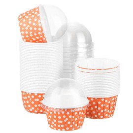 QUARKZMAN 50 Set Cupcake Liners mit Dome-Deckeln, Muffins Liners Wrappers, Einweg-Backförmchen für Hochzeits- und Geburtstagsfeierdekoration Orange