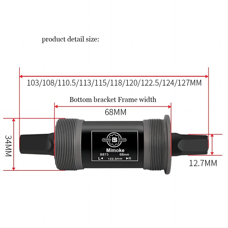 Mimoke Bottom Bracket, Bottom Bracket BSA Bottom Bracket 4-Hole Axle
