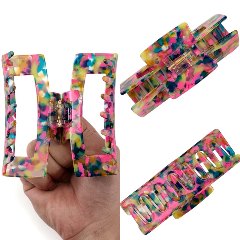 Large Cellulose Acetate Hair Clips for Women Ladies, Textention 4.1inch