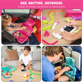 Travel Essentials for Kids – All-in-One Activity Kit for Travel, Road Trip Activities for Kids - Hanging Bag, Includes Toys and Activities for Airplanes, Hotels - Boys & Girls 3+ Years, Toddler Pink