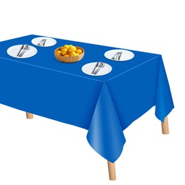 Quhora 2-Pack Royal Blue Disposable Plastic Tablecloths for Rectangle Tables - 54"x108" | Perfect for Parties, Events, and Weddings, Indoor and Outdoor Use