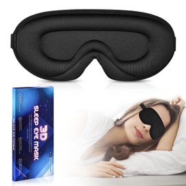 Sleep 3D Eye Mask, 100% Blackout Sleep Mask for Women and Men, Soft and Breathable Pressure-free Adjustable eye Mask for Travel, Meditation, Side Sleep