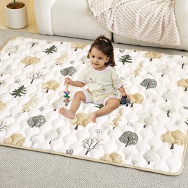 Lasoftan Baby Play Mat 50" X 50", Extra Thicker & Large Baby Mat for Floor, Soft Non-Slip Cushioned Play Mats for Babies, Toddlers, Foldable and Washable Baby Play Mat Palm Trees