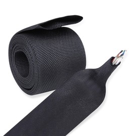 BuyUneed Heat Shrink Braided Sleeving, 2:1 Ratio Shrinkable Fabric Tubing Sleeve Abrasion Protection Cable Wire Sheath (1-1/8"-15ft)