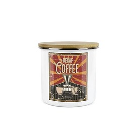 Purely Home Retro 1950s Style Decaf Coffee Canister - White Metal Enamel Kitchen Medium Sized Food Storage Container
