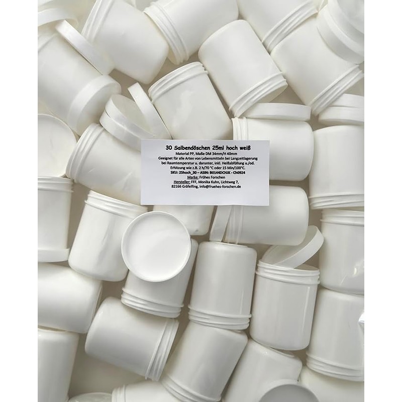 30 Salbendosen hoch, 25ml Inhalt weiß