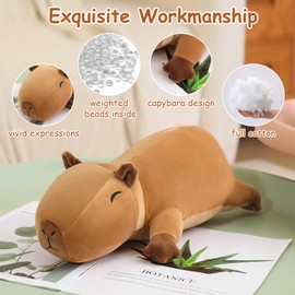 SQEQE Weighted Capybara Plush, Weighted Capybara Stuffed Animal for Anxiety, Cute Capybara Plushies Capybara Pillow Toy Gift for Kids(13.8 Inch/1.6 lbs,Capybara)