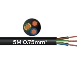 3 Core Black Flex Cable, 5 Metres, 3183Y (0.75mm²)