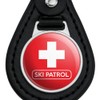GRAPHICS & MORE Black Leather Ski Patrol with Cross Keychain