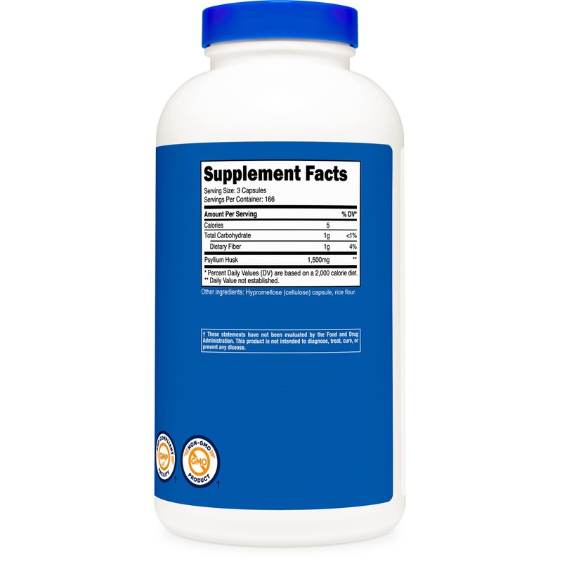 Nutricost Psyllium Husk 1500mg, 500 Capsules (3 Bottles)