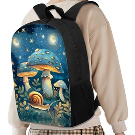 AZULCUSTO Blue Mushroom Little Girl Backpacks Ages 3-5 Kindergarten School Bookbag Portable Bag for School for Girls Backpack and Lunch Box Set Make You Look Chic and Fashion