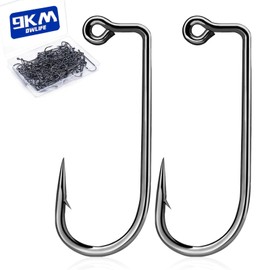 9KM DWLIFE 90 Degree Black Jig Hook - 100pcs Worm Hook Aberdeen Long Shank Hook High Carbon Steel High Strength Freshwater Saltwater Hook Maker 6#