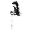 ILOVEMASKS Silver Black Fancy Side Feather Women's Party Masquerade with