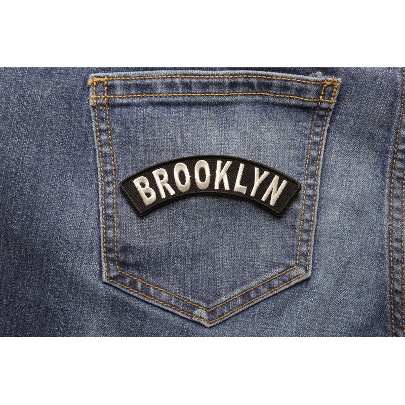 Brooklyn Small Rocker Patch - 4x1.25 inch. Embroidered Iron on