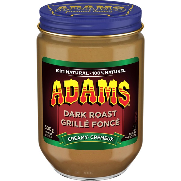 Adams 100% Natural Dark Roast Creamy Peanut Butter, 500g/17.5 oz