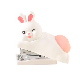 Honagu Cute Stapler, Cartoon Stereoscopic Silicone Stapler, Desktop Stationery Gift for Students Teachers(White Rabbit)