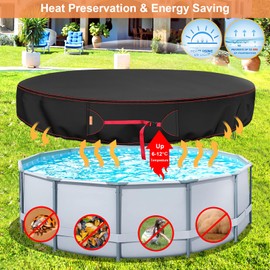 8 Ft Round Pool Cover, Solar Covers for Above Ground Pools, Stock Tank Pool Cover Protector with Pool Cover Accessories, Round Hot Tub Cover Ideal for Waterproof and Dustproof