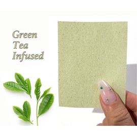 2 Pks GREEN TEA INFUSED Soothing Natural Abaca Blotting Paper - 100 Oil Blotting Sheets - Makeup Friendly UNISEX Oily Skin Shine Blotter Photography Zoom Meetings Travel Gym School - MADE IN TAIWAN
