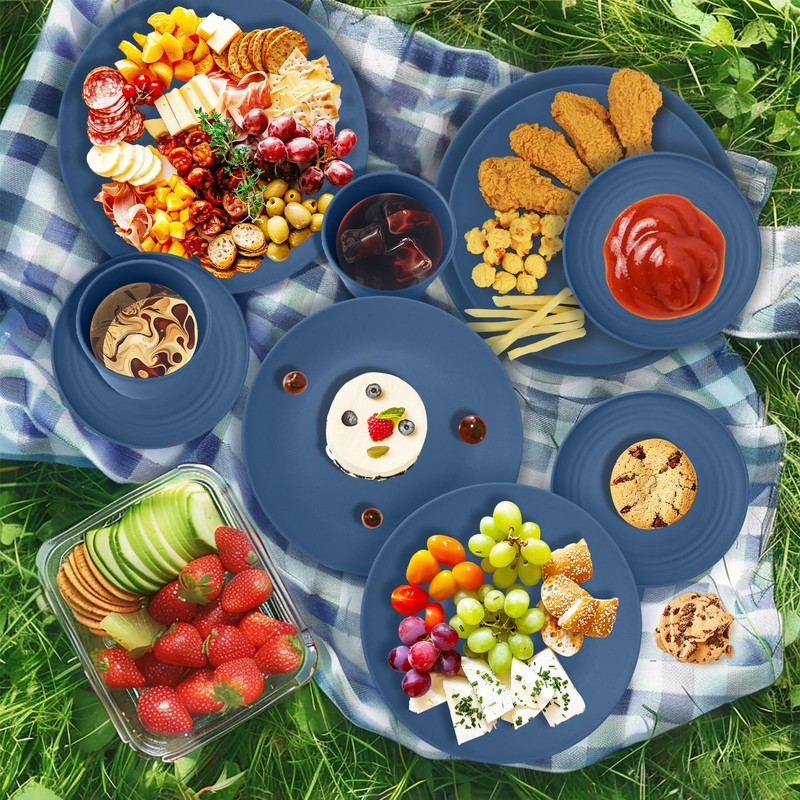Wrova 40Pack plates and bowls sets for kids - Unbreakable
