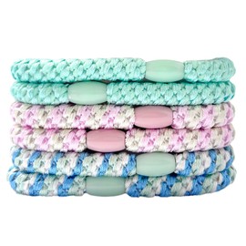 6 Pcs Hair Ties, Stylish Hair Bobbles for Women Sweet Hair Ties No Damage Elastic Nylon Soft Ponytail Holder for Women Girls Thick/Medium/Long Hair (Green)