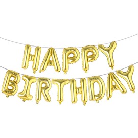Happy Birthday Balloons, Aluminum Foil Banner Balloons for Birthday Party Decorations and Supplies (Gold)