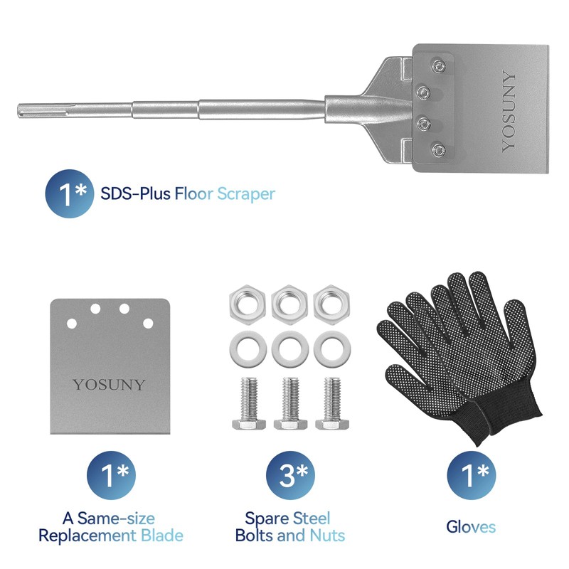 SDS Max Floor Scraper, 6 Inch x 24 Inch Tile