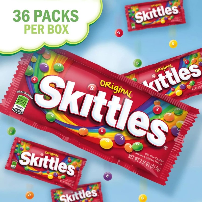 SKITTLES Original Summer Chewy Candy Packs, 36 Ct Bulk Candy
