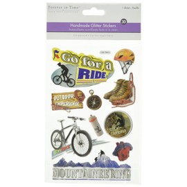 Multicraft Imports SS852T Go for a Ride Craft Chipboard Glitter Stickers, Multicolor