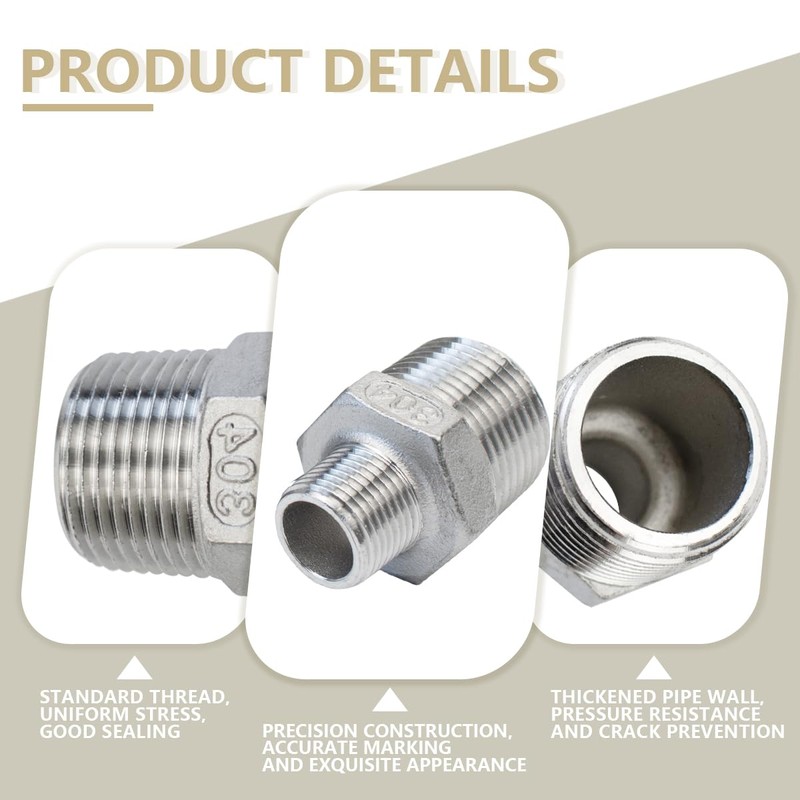 Bwintech 3 Pcs 1/2" Male to 3/4" Male BSP Thread