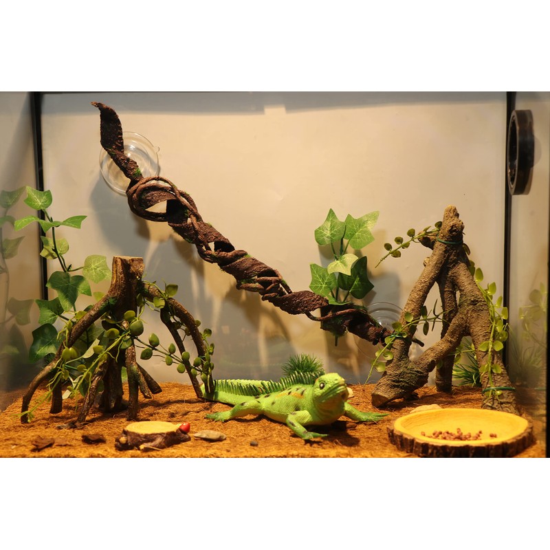 AQUA KT Reptile Corner Branch with Green Leaves Terrarium Desert
