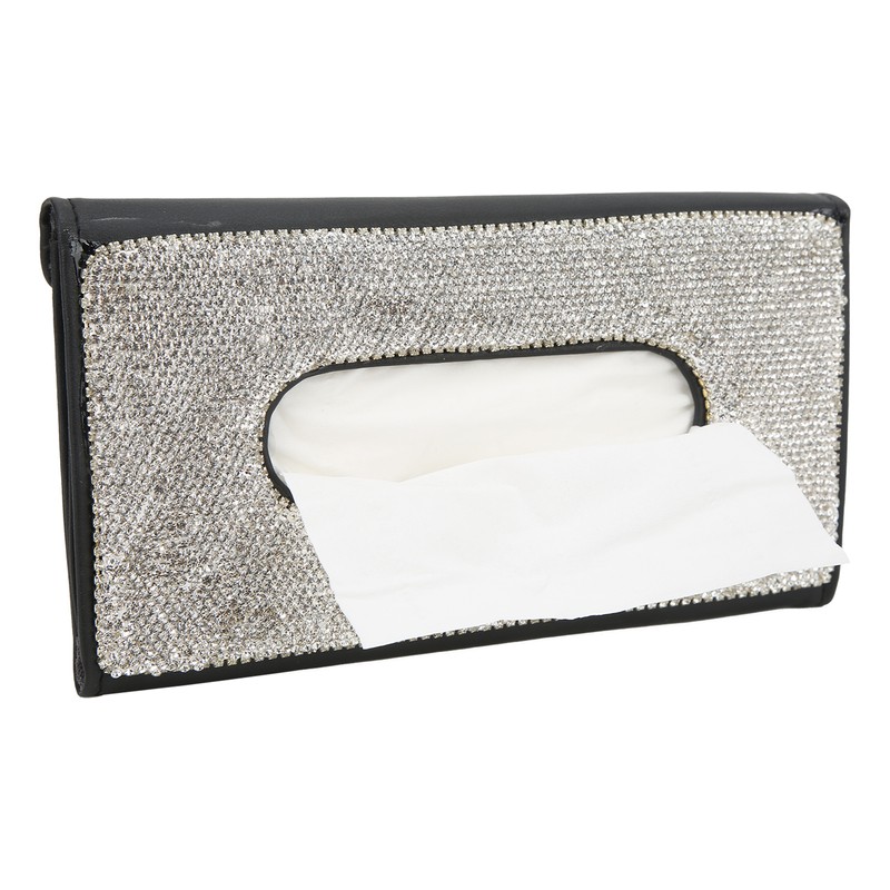 Rhinestone Sun Visor Tissue Box Bling Napkin Storage Holder Universal