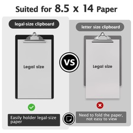 Macroclo Legal Size Clipboard, Black Plastic 8.5 x 14 Clip Board for Lawers, Heavy Duty Butterfly Clip, 9 x 15 in, Office & School Supply