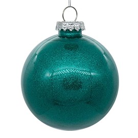 Vickerman 3" Clear Ball Christmas Ornament with Teal Glitter Interior.