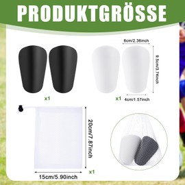 Newofview 2 Pairs of Mini Shin Pads, Small, 9.5 x 4 cm, Small Shin Pads for Football with Mesh Pocket for Storage, Football Protection Accessories of Legs for Teenagers (Black, White)