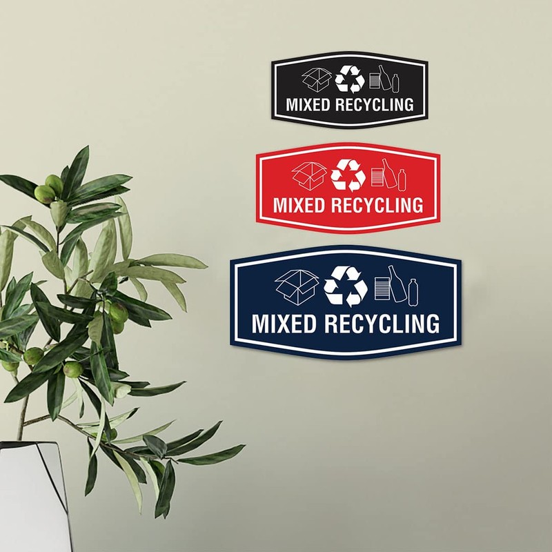 Fancy Mixed Recycling Sign (Black) - Small
