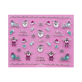 Christmas Tree Santa's Sleigh Reindeer Stocking 3D Nail Stickers Tj055 Silver Nail Wraps Stickers Manicure Supplies for Women Nails Full Long Lasting Easy Apply and Remove