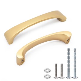 WEAVERBIRD Handgrip, 4 Packs Arch Furniture Handles, Kitchen Bar Furniture Handle, Aluminium Alloy Handles, Cabinet Door Handles, Kitchen Handles, Gold Furniture Fittings, Drawer Handles, 96 mm, 3-3/4