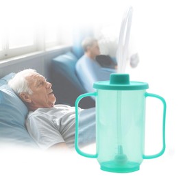 ACUDUDOMA Adult Sippy Cups for Elderly, 12oz Spill Proof Cup with 2 Handles Plastic Elderly Sippy Cup with Straw and Lid, Suitable for for Seniors and Adults, Great for Water, Milk, and Soup