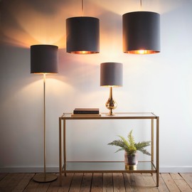 K LIVING Velvet Drum Lampshade for Modern Table Lamps and Ceiling Pendant Fixtures | 12" Grey Versatile Adjustable Floor Lamp Shade | Elegant Lighting for Home and Office