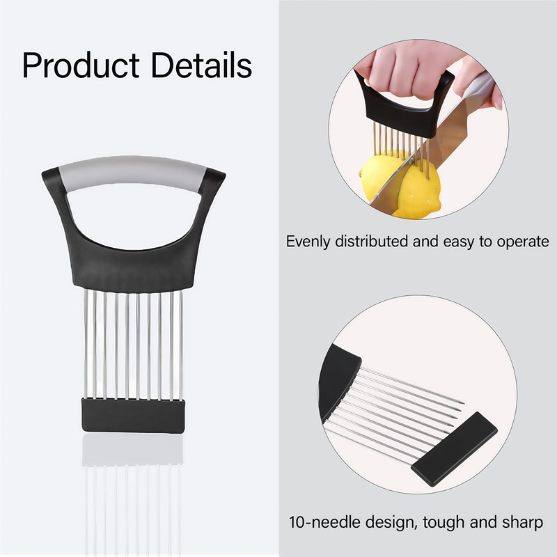 Stainless Steel Onion Holder with Tines for Cutting Vegetables Comb