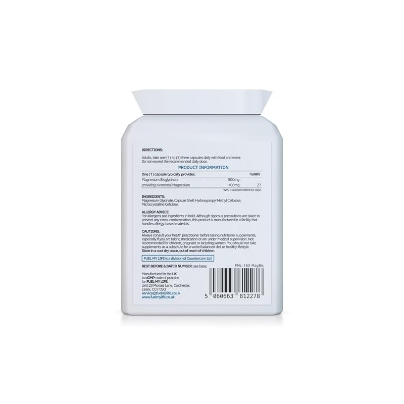 Magnesium Bisglycinate 500mg 90 Capsules - Extremely Bioavailable, High Absorption