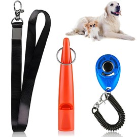 huoanpo 2 PCS Professional Dog Whistle 210.5 1-in-1 Dog Training Kit: 1 Neck Strap Whistles + 1 Clicker |Silent Recall & Stop Barking|Durable ABS Hunting, Herding & Rescue Dogs