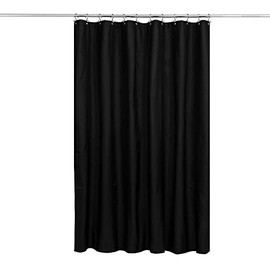 N&Y HOME Fabric Shower Curtain or Liner with Weighted Magnets - Black Shower Curtain for Bathroom, Hotel Quality, Machine Washable, Water Repellent - Black, 72x72